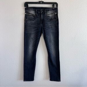 R13 Women's Biker Boy Skinny Crop Jeans in Strummer Black